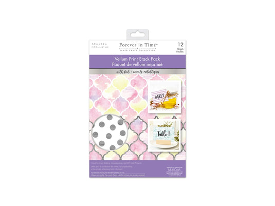 Paper Pads: 5.8"x8.2" Vellum Foil Print Stack Packs 12sheet J) Pattern Medley