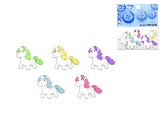 Dress-it-up Bits: Craft/Scrapbook Button Embellishments 10410 Fantasy Unicorns