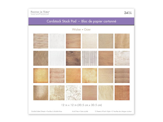 Cardstock: 12"x12" Themed Stack Pad x24 Double-Sided (24 Designs) 230GSM B) Wicker