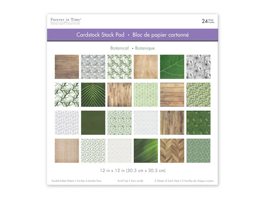Cardstock: 12"x12" Themed Stack Pad x24 Double-Sided (24 Designs) 230GSM C) Botanical