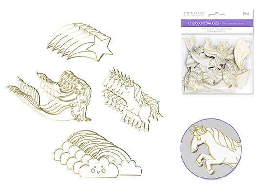 Paper Craft Emb: Chipboard Die Cuts w/Foil Accents 1.3mm Thick A) Daydreaming