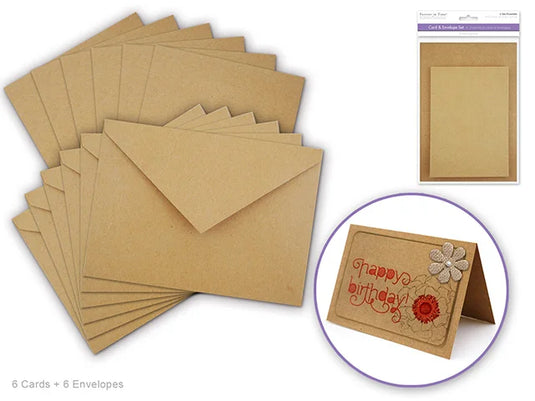 Cardmaking: 4.5"x6" Cards + Envelopes 6sets A6 F) Kraft Natural