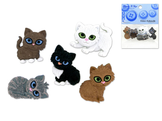 Dress-it-up Bits: Craft/Scrapbook Button Embellishments 6971 Kitten Kaboodle
