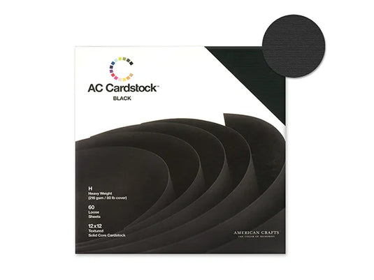 Scrapbook Cardstock: 12"x12" 80lb (216gsm) Textured 60Sht B) Black Solid