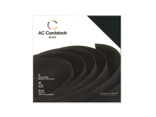Scrapbook Cardstock: 12"x12" 80lb (216gsm) Textured 60Sht B) Black Solid