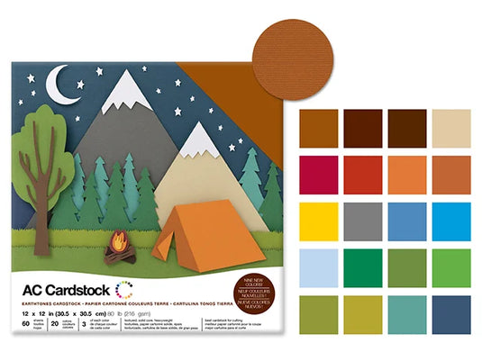 Scrapbook Cardstock: 12"x12" 80lb (216gsm) Textured 60Sht E) Earthtones