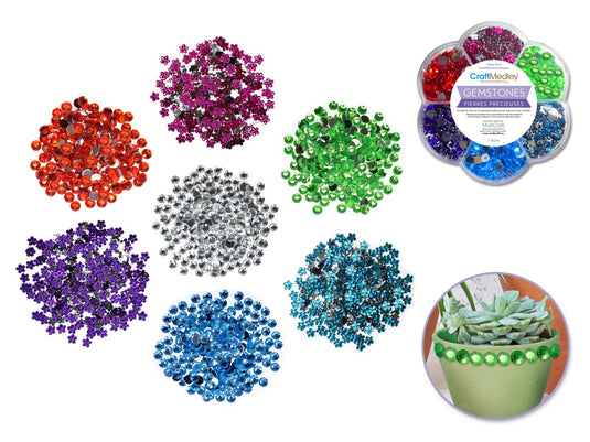 Craft Embell: 38.5g Gemstone Medley in Plastic Case 5mm Asst Shapes/Col A) Bold