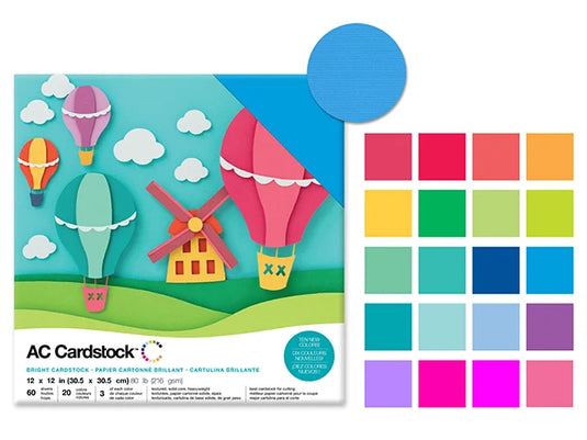 Scrapbook Cardstock: 12"x12" 80lb (216gsm) Textured 60Sht G) Brights