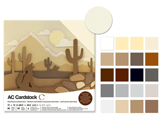 Scrapbook Cardstock: 12"x12" 80lb (216gsm) Textured 60Sht H) Neutrals