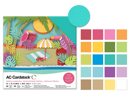 Scrapbook Cardstock: 12"x12" 80lb (216gsm) Textured 60Sht I) Tropicals
