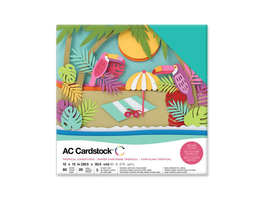Scrapbook Cardstock: 12"x12" 80lb (216gsm) Textured 60Sht I) Tropicals