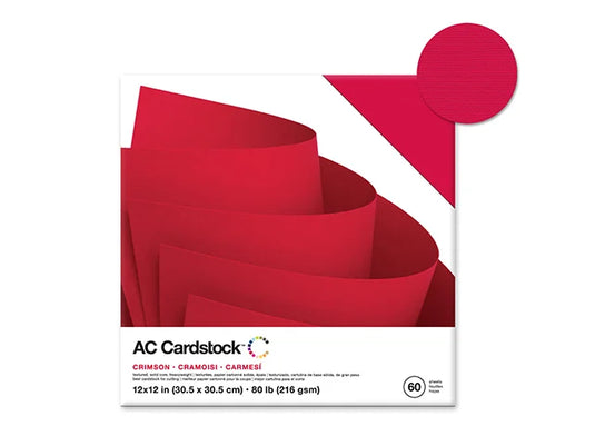 Scrapbook Cardstock: 12"x12" 80lb (216gsm) Textured 60Sht K) Crimson Red Solid