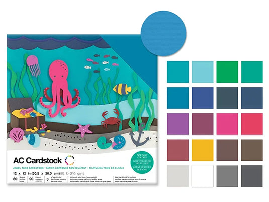 Scrapbook Cardstock: 12"x12" 80lb (216gsm) Textured 60Sht L) Jewel Tones