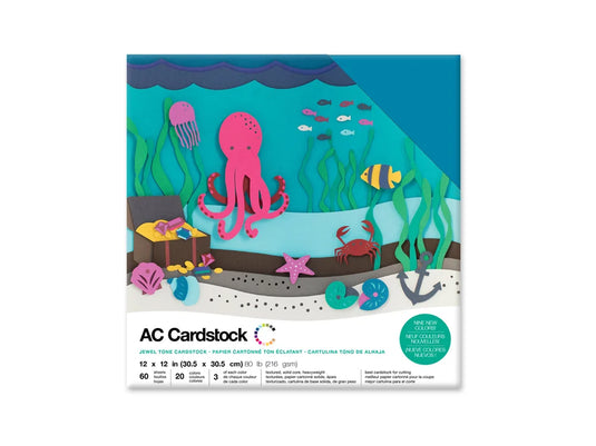 Scrapbook Cardstock: 12"x12" 80lb (216gsm) Textured 60Sht L) Jewel Tones