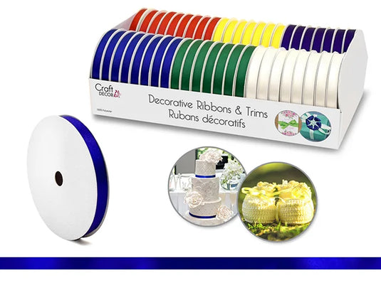 Craft Décor Ribbons & Trims: Poly-Satin 3/8" x 5yd Rolls A) Bold
