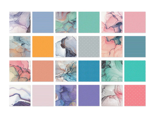 Cardstock: 12"x12" Themed Stack Pad x24 Double-Sided (24 Designs) 230GSM H) Watercolor