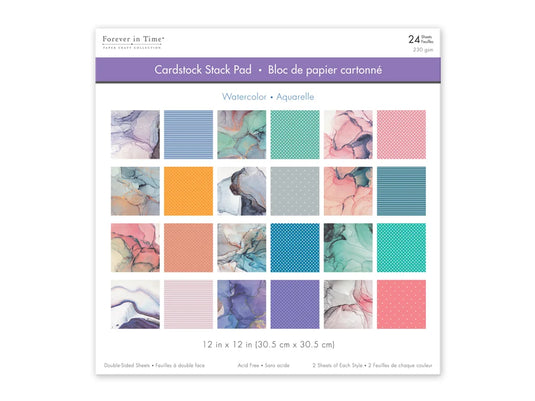 Cardstock: 12"x12" Themed Stack Pad x24 Double-Sided (24 Designs) 230GSM H) Watercolor