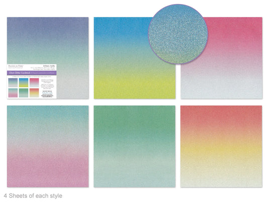 Scrapbook Paper: 12"x12" Glam Glitter Cardstock 190gsm A) Ombre Pastel