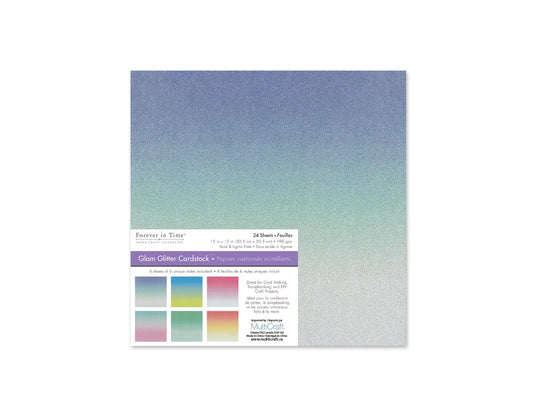 Scrapbook Paper: 12"x12" Glam Glitter Cardstock 190gsm A) Ombre Pastel