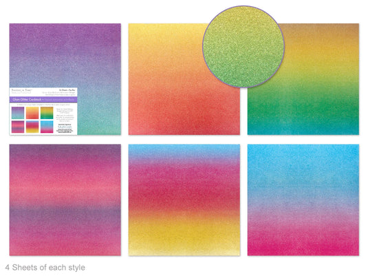 Scrapbook Paper: 12"x12" Glam Glitter Cardstock 190gsm B) Ombre Brights
