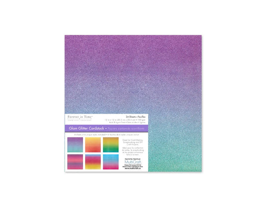 Scrapbook Paper: 12"x12" Glam Glitter Cardstock 190gsm B) Ombre Brights
