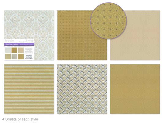 Scrapbook Paper: 12"x12" Glam Glitter Cardstock 190gsm C) Gold Medley