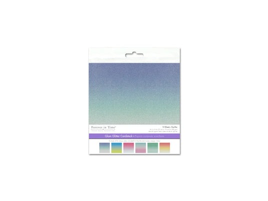 Scrapbook Paper: 6"x6" Glam Glitter Cardstock 190gsm 12Sht A) Ombre Pastel