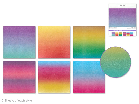 Scrapbook Paper: 6"x6" Glam Glitter Cardstock 190gsm 12Sht B) Ombre Brights