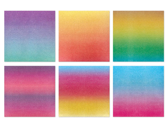 Scrapbook Paper: 6"x6" Glam Glitter Cardstock 190gsm 12Sht B) Ombre Brights