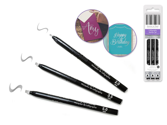 Paper Craft Essential: Calligraphy Marker Set 3pc 2.0/3.5/5.0mm C) Silver