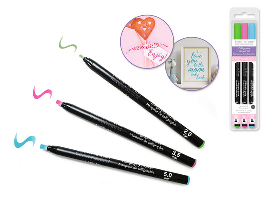 Paper Craft Essential: Calligraphy Marker Set 3pc 2.0/3.5/5.0mm E) Pastel