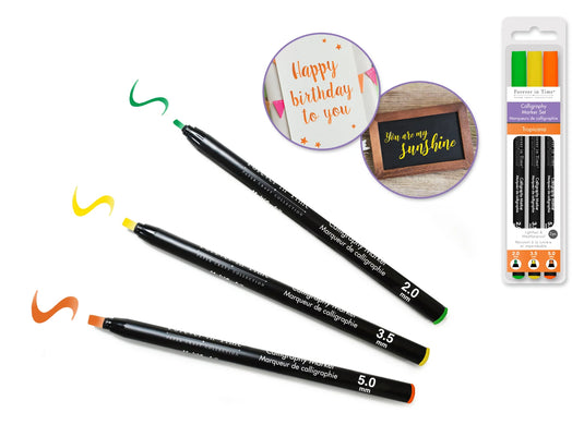 Paper Craft Essential: Calligraphy Marker Set 3pc 2.0/3.5/5.0mm F) Tropicana