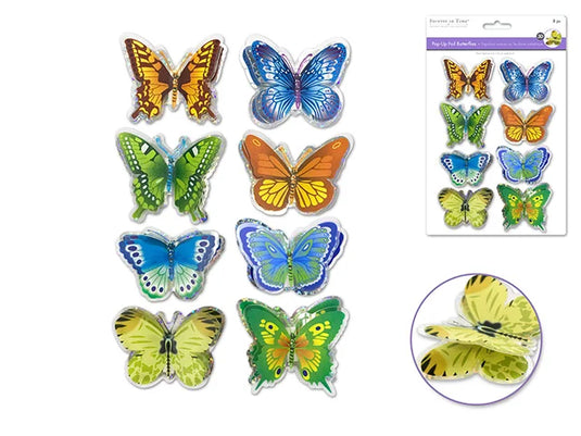Handmade Stickers: 12cmx17cm 3D Pop-Ups Foil Butterflies 8pc A) Multi-Color