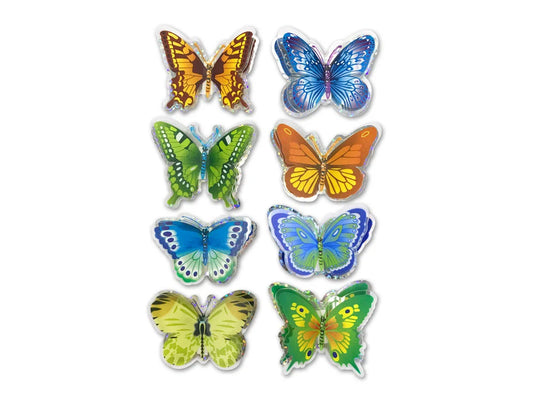 Handmade Stickers: 12cmx17cm 3D Pop-Ups Foil Butterflies 8pc A) Multi-Color