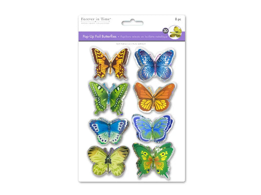 Handmade Stickers: 12cmx17cm 3D Pop-Ups Foil Butterflies 8pc A) Multi-Color