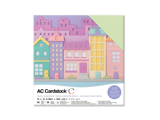 Scrapbook Cardstock: 12"x12" 80lb (216gsm) Textured 60Sht D) Pastel Colors