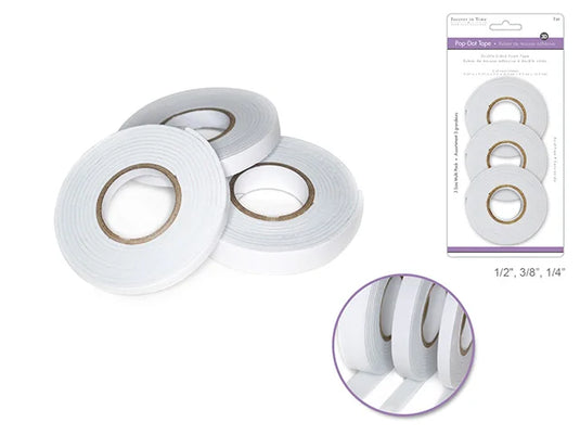 3D Pop Dot Tape: 1/4+3/8+1/2" 2yds/style Dual-Adhesive Foam Mount