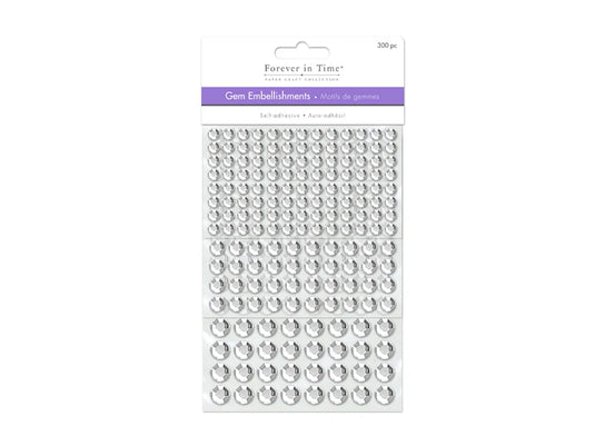 Paper Craft Emb: 6/8/10mm Gems x300 Peel-n-Stick C) Crystal