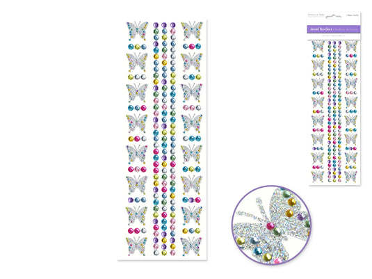 Paper Craft Sticker: 10cmx27cm Jewel Borders X) Butterfly Medley