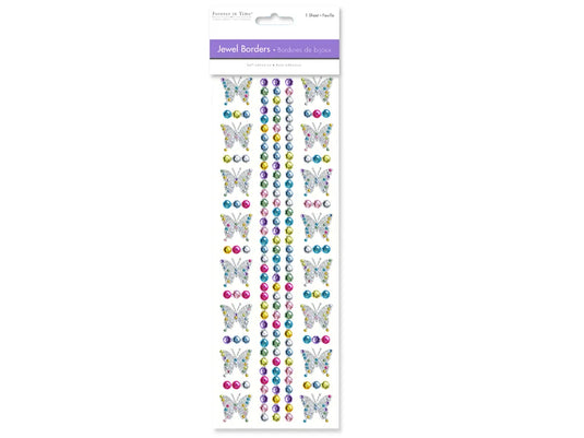 Paper Craft Sticker: 10cmx27cm Jewel Borders X) Butterfly Medley