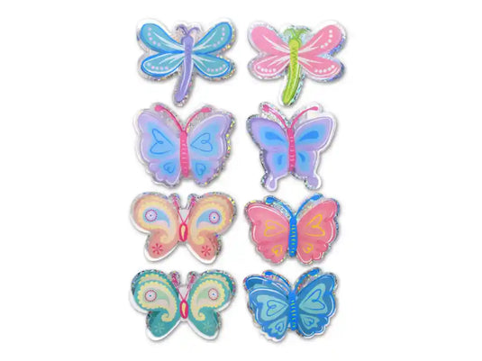 Handmade Stickers: 12cmx17cm 3D Pop-Ups Foil Butterflies 8pc B) Pastel Mix