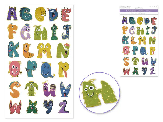Paper Craft Stickers: 5.75"x9.45" Alpha Foil Fun 2 Sheets C) Monster Mash