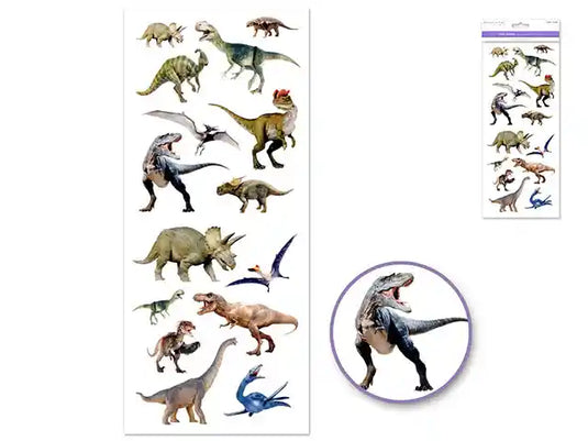 Paper Craft Sticker: 5"x12" Classic Themes 'Clear' Photo Safe E) Dinosaurs