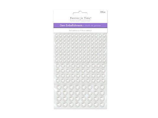 Paper Craft Emb: 6/8/10mm Gems x300 Peel-n-Stick D) Pearl