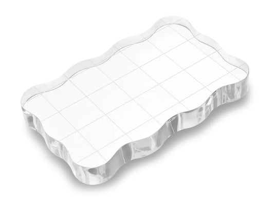 Clear Acrylic Stamp Block: 8cmx5cmx1cm Ergonomic Applicator w/Grids