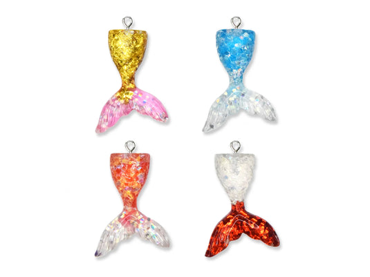 Paper Craft Emb: Glitter Charms 4pc Metal Loop A) Mermaid Tail