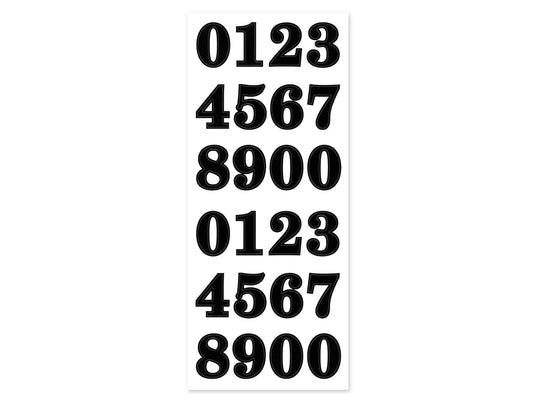 Paper Craft Sticker: 5"x12" Letters & Numbers Medley Clear P) Numbers Bold Black 1.37"