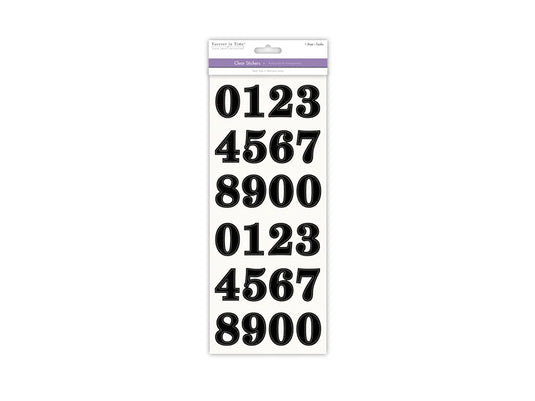 Paper Craft Sticker: 5"x12" Letters & Numbers Medley Clear P) Numbers Bold Black 1.37"