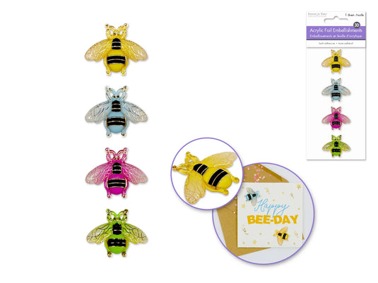 Paper Craft Emb: 3D Acrylic Foil Embellishments Peel-n-Stick A) Bee