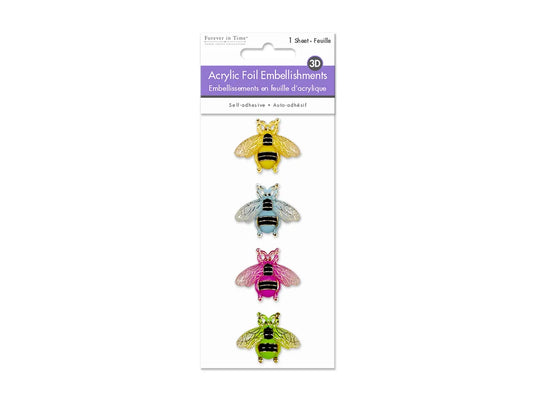 Paper Craft Emb: 3D Acrylic Foil Embellishments Peel-n-Stick A) Bee